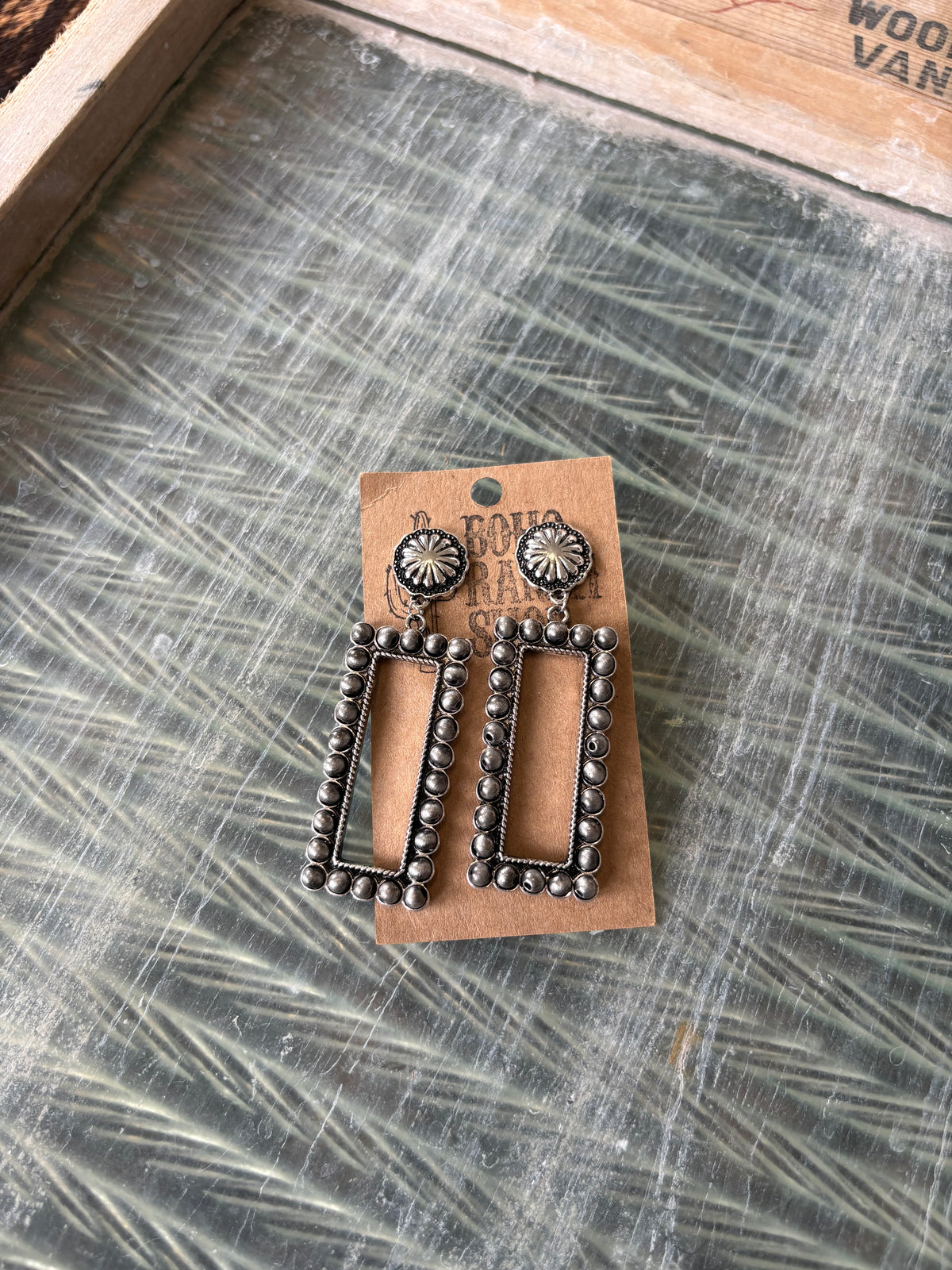 FAUX Concho Rectangle Earrings