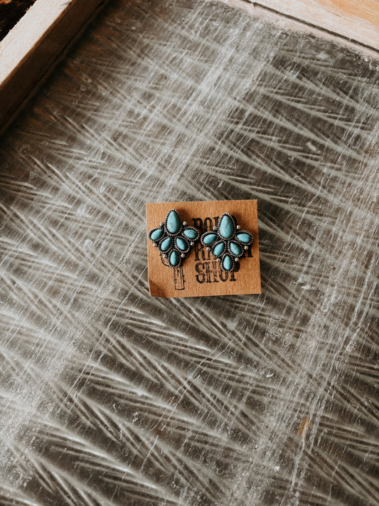 FAUX Turquoise Cluster Earrings