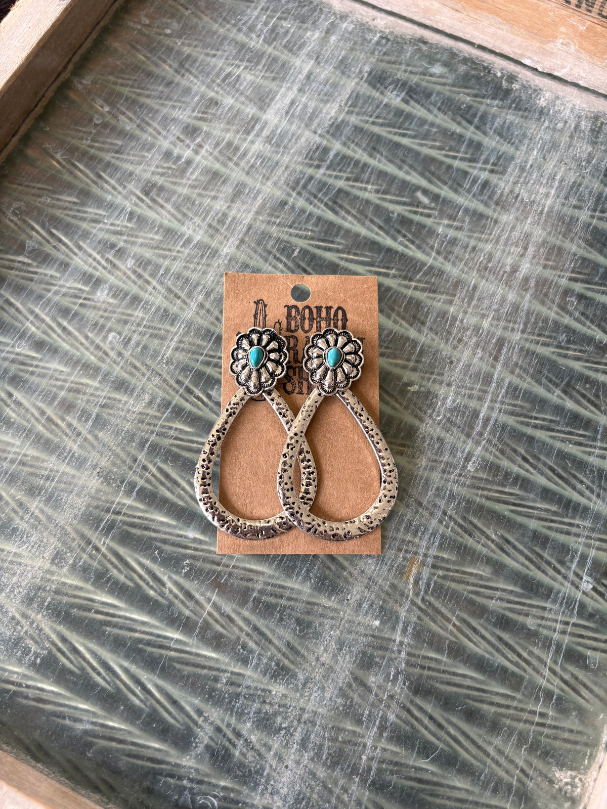 FAUX Concho Tear Drop Earring