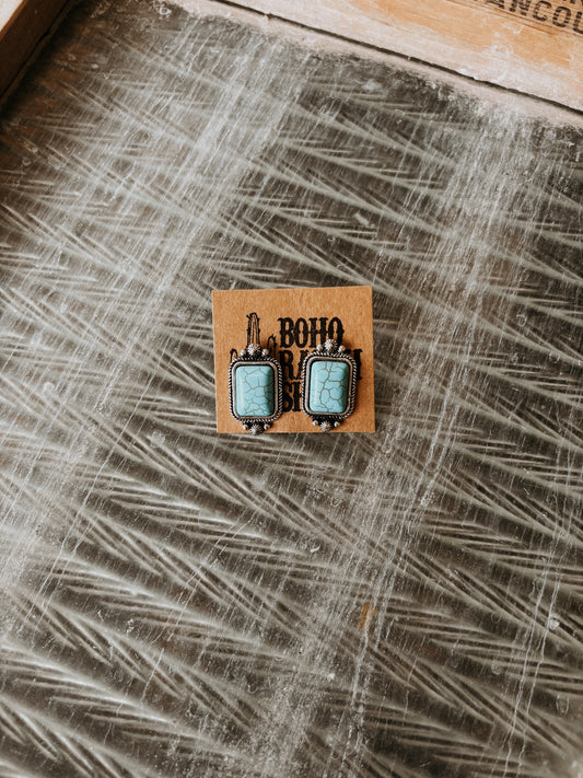 FAUX Turquoise Rectangle Earrings