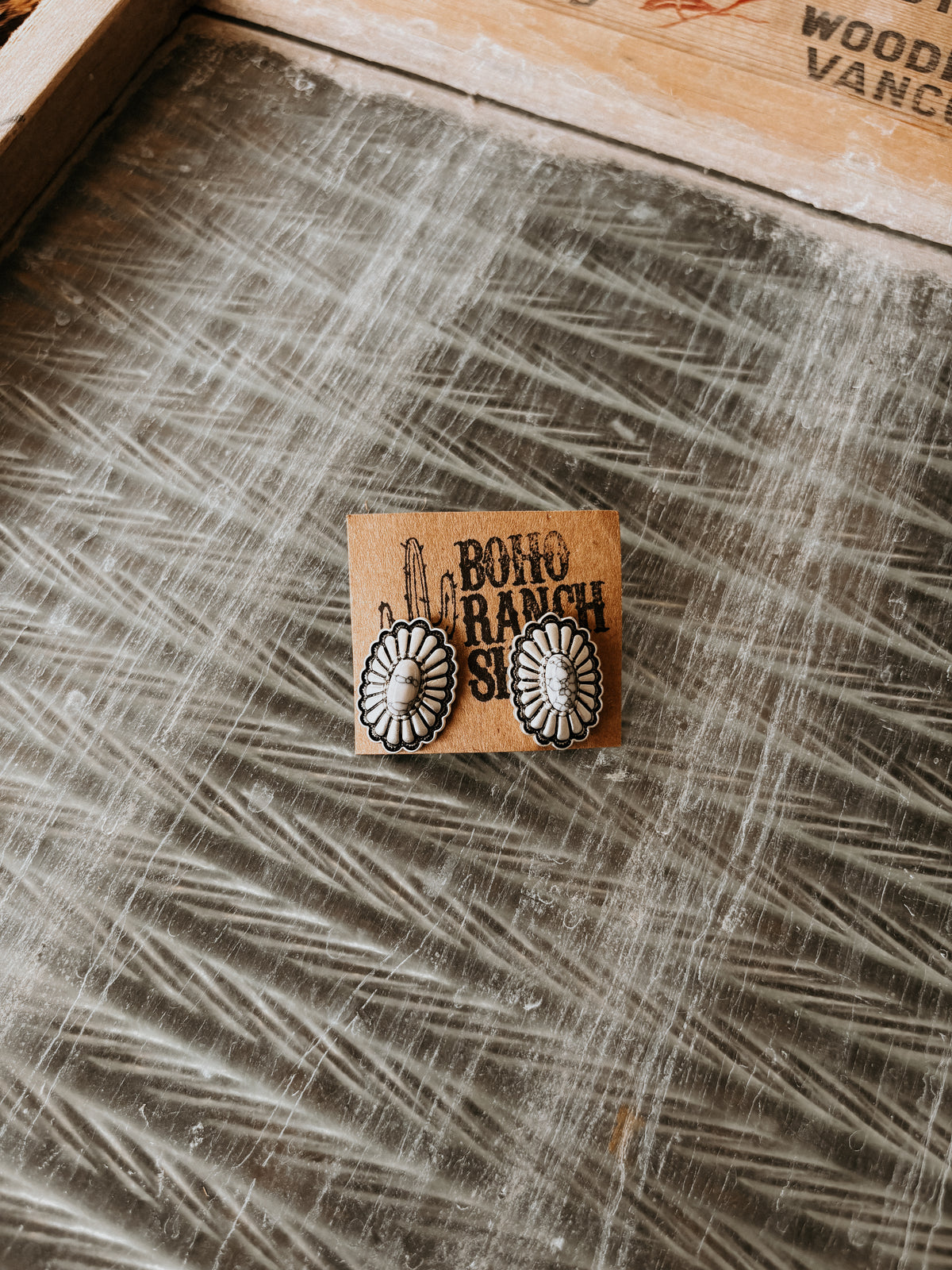 FAUX White Concho Studs
