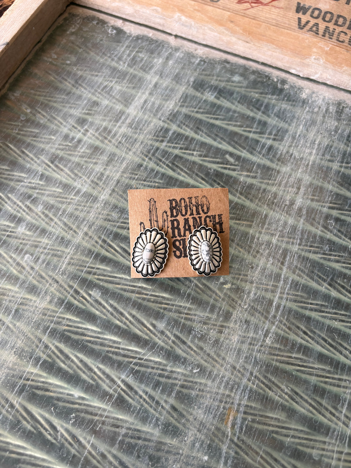 FAUX White Concho Studs