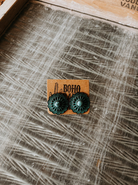 FAUX Western Round Patina Earrings