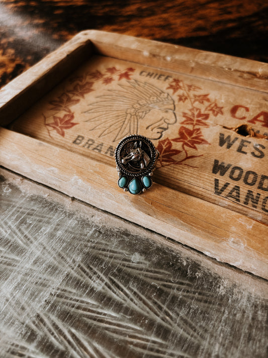 FAUX Western Horse Coin Ring