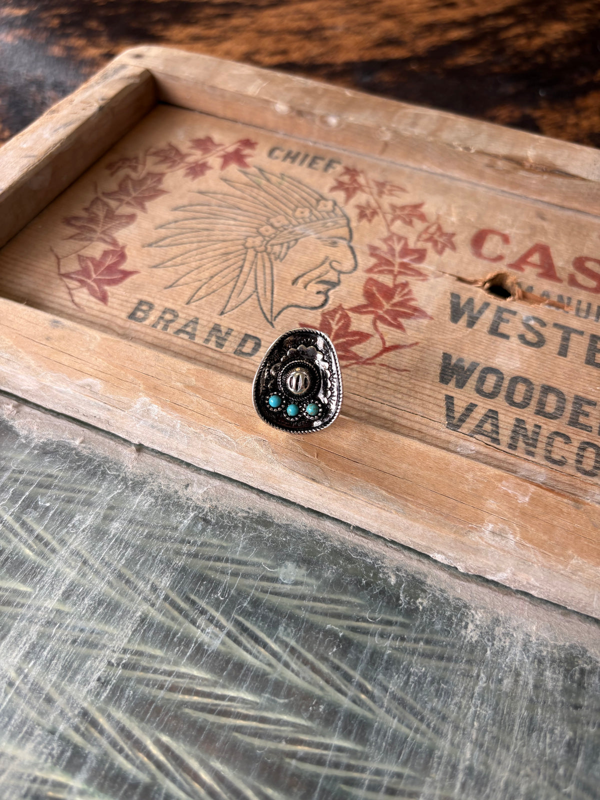 FAUX Turquoise Cowboy Hat Ring