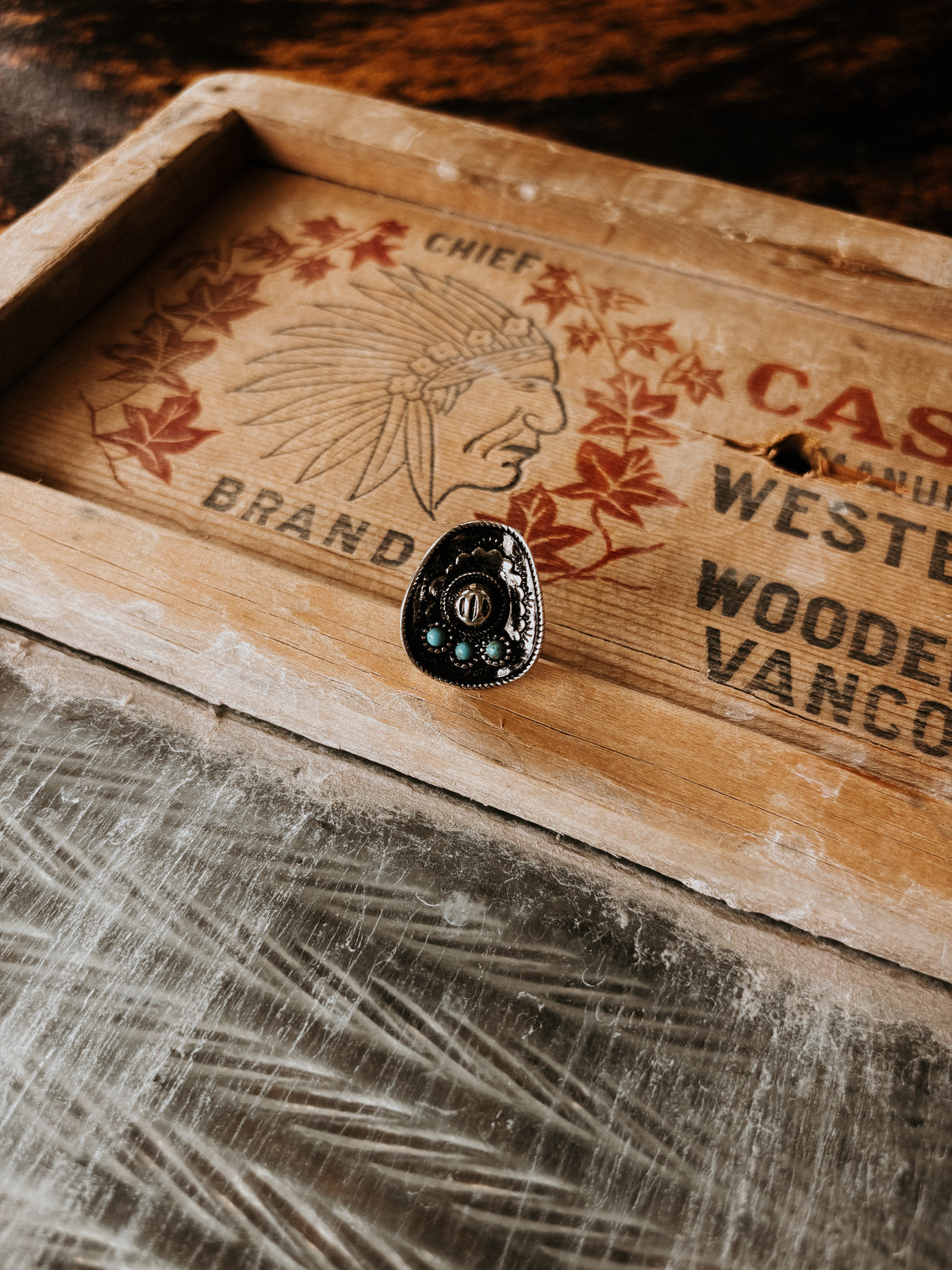 FAUX Turquoise Cowboy Hat Ring