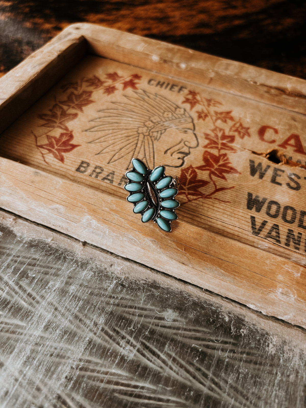 FAUX Turquoise Flower Ring