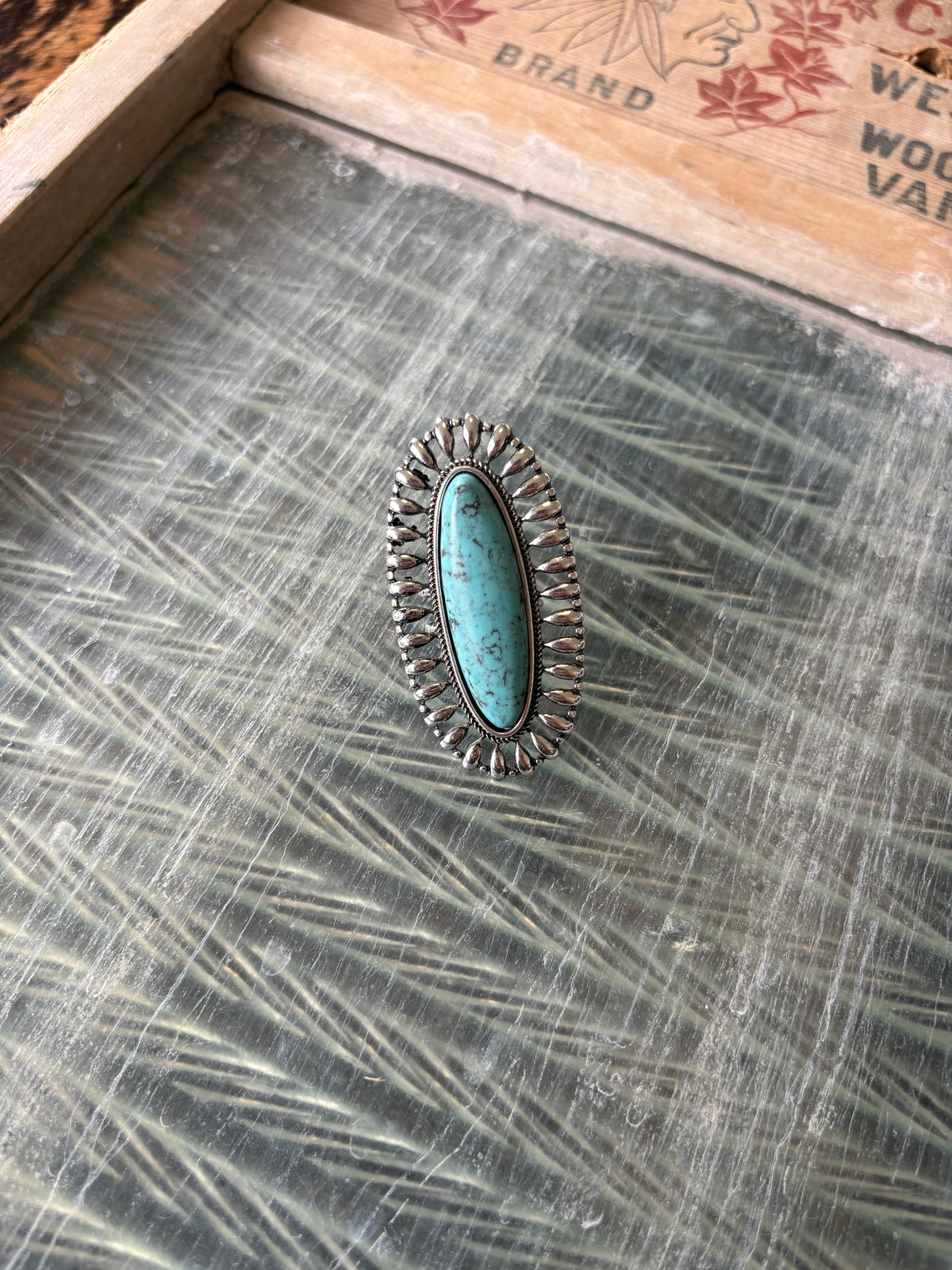 FAUX Western Turquoise Oval Ring