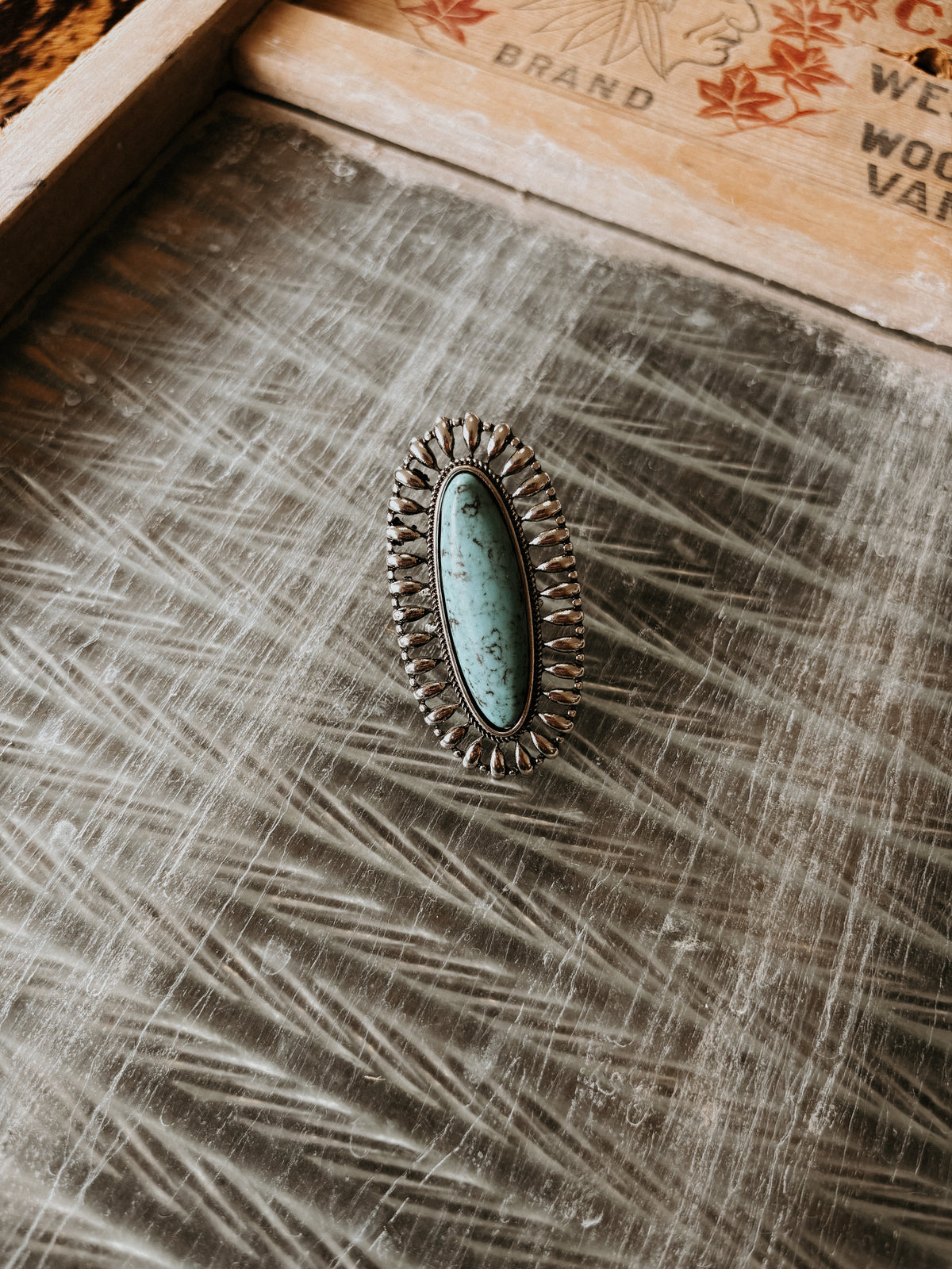 FAUX Western Turquoise Oval Ring