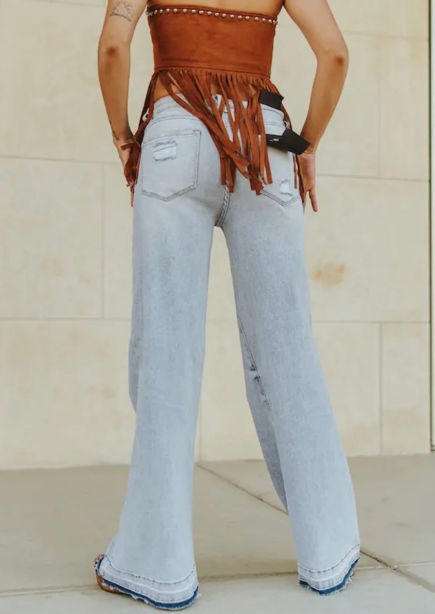 Vintage Light Wash - Raw Hem Trouser
