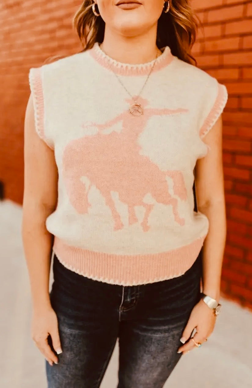 Pink Bronc - Sweater Vest
