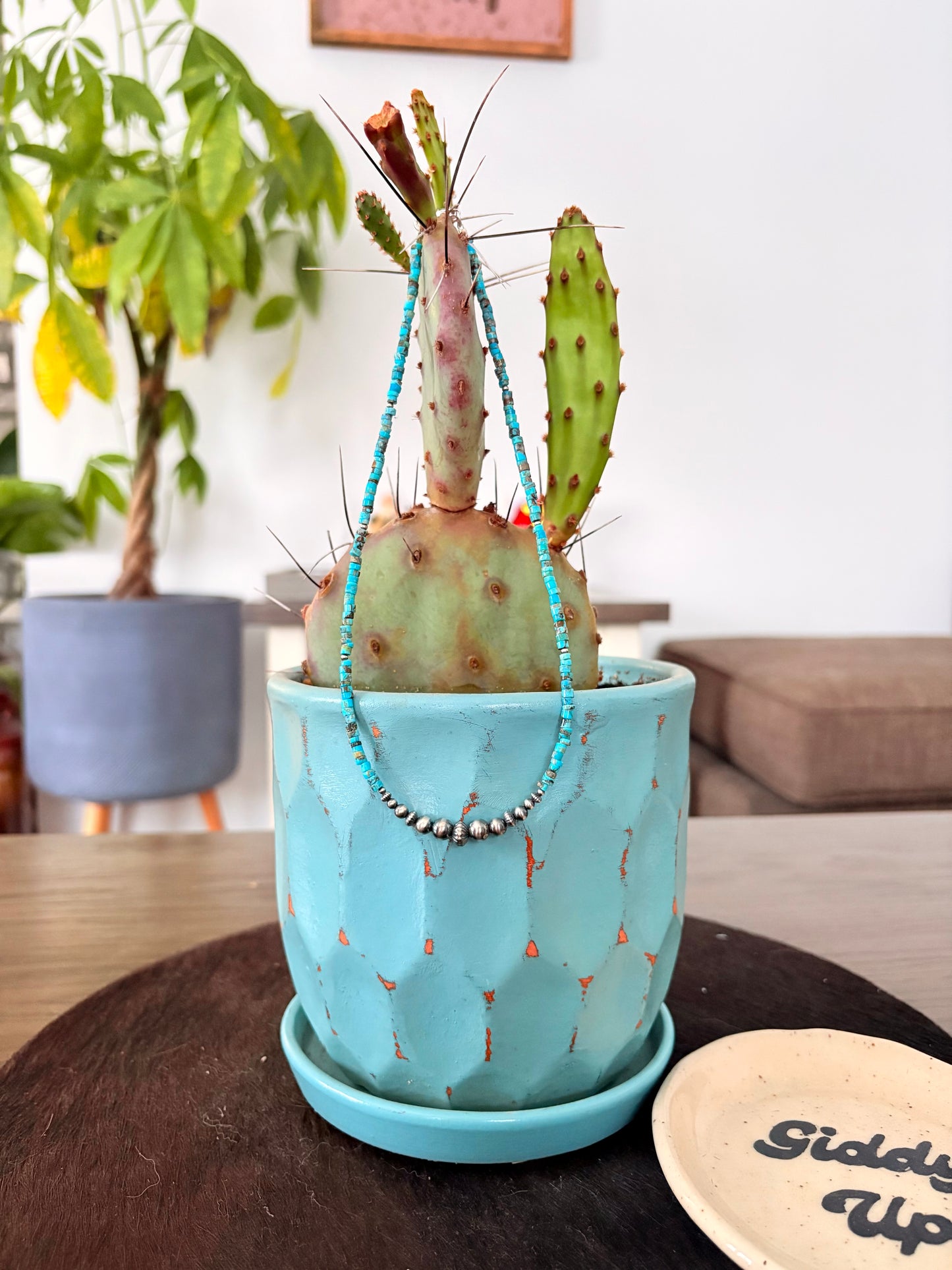 Sterling Silver Pearls & Kingman Turquoise Heishi - Necklace