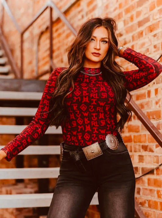 Branded Red - Mesh Top
