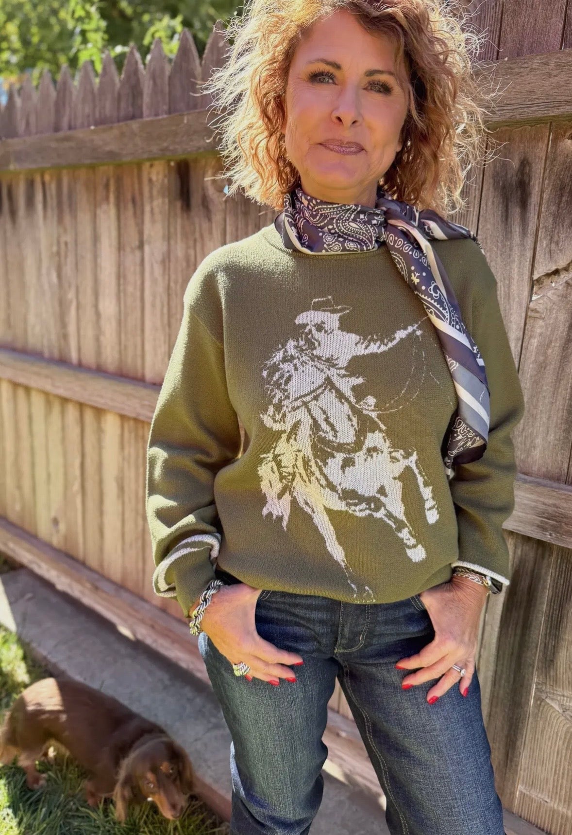 Olive Wild & Western Sweater