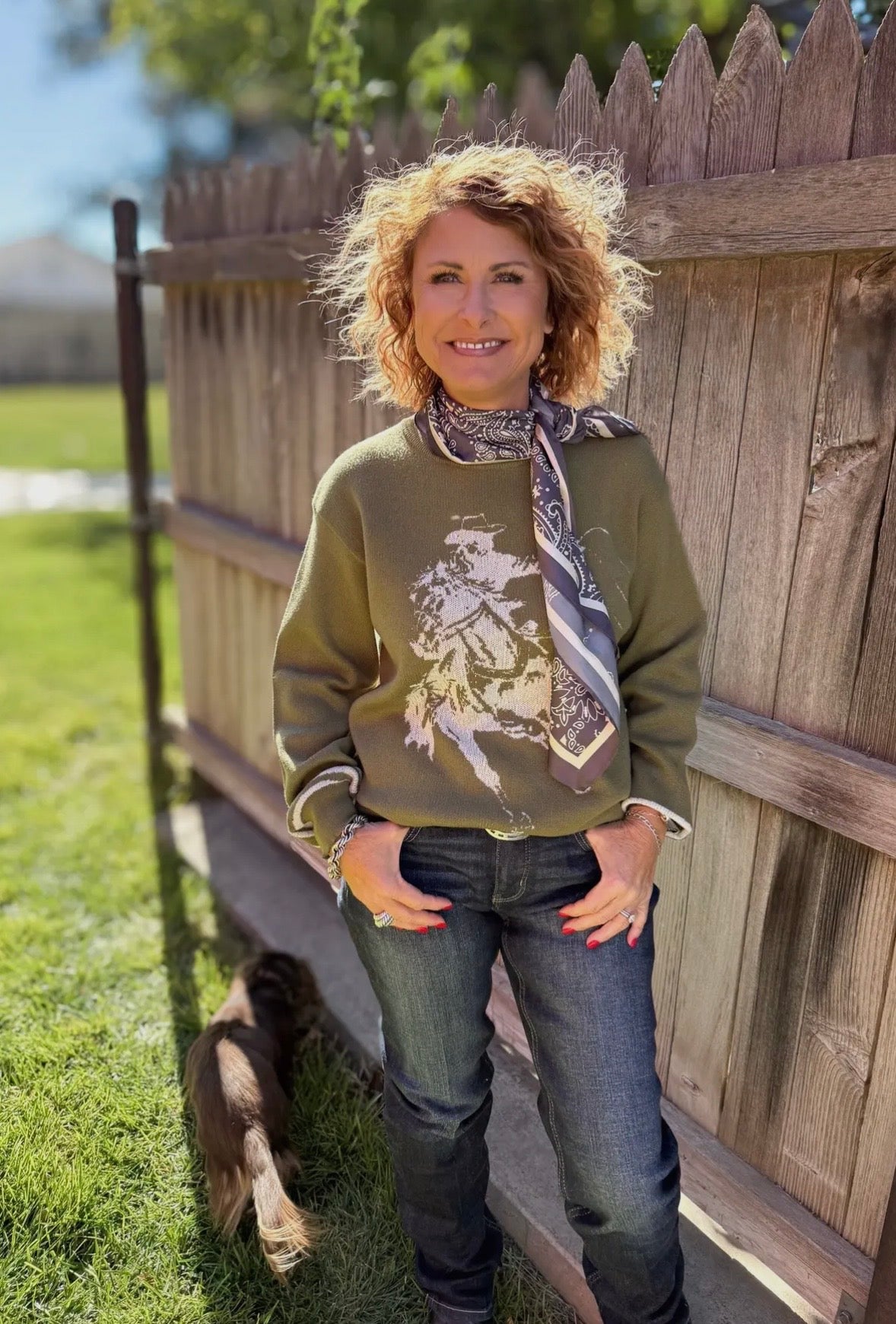 Olive Wild & Western Sweater