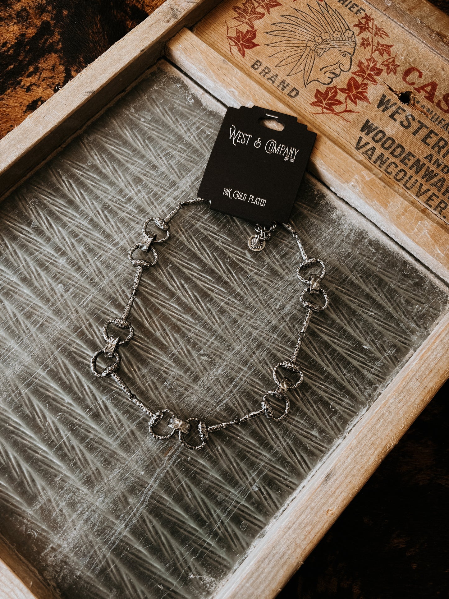18K White Gold Plated Linked Bit Necklace