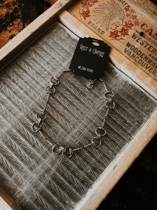 18K White Gold Plated Linked Bit Necklace