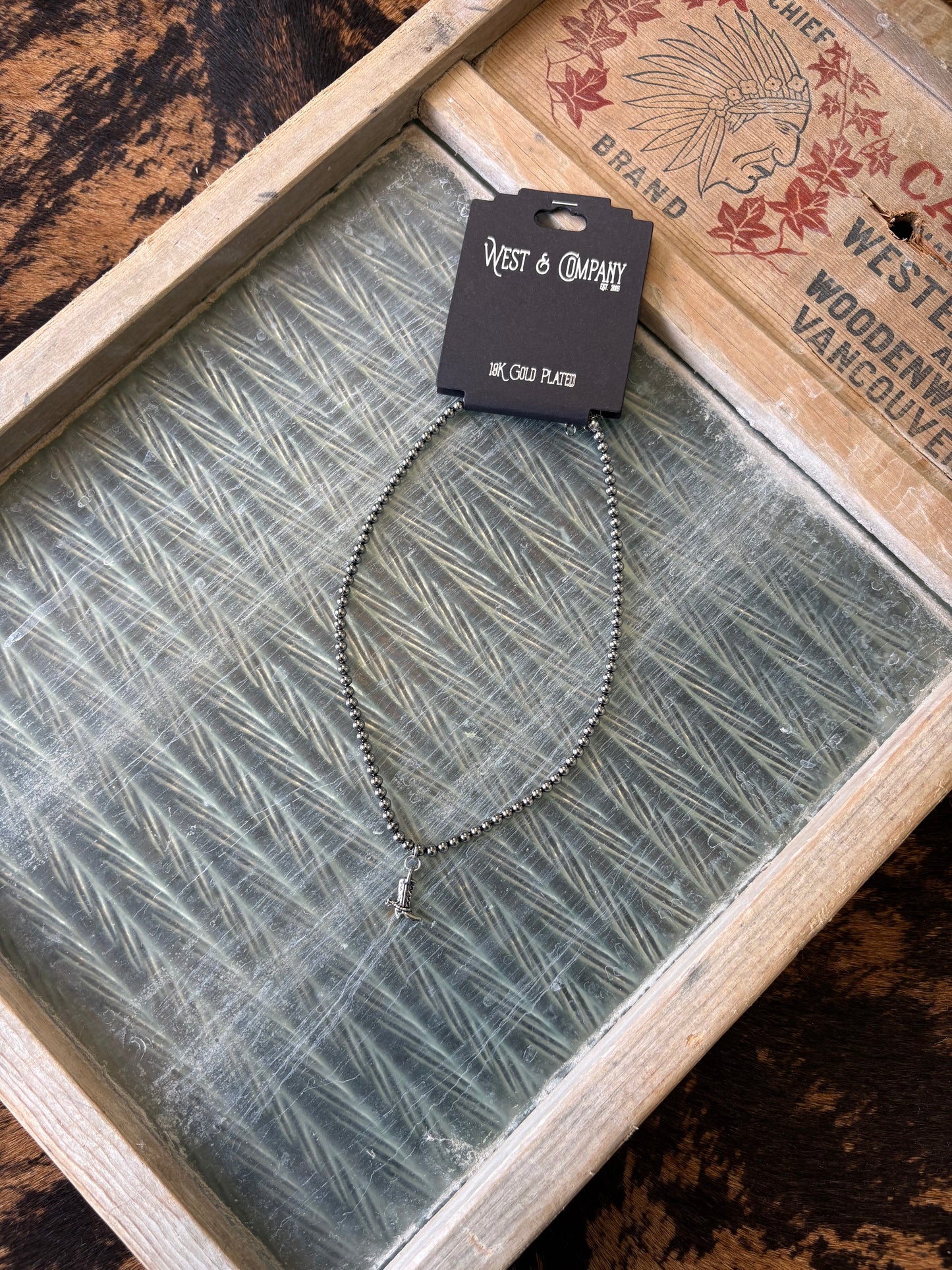 18K White Gold Plated Cowboy Boot Necklace