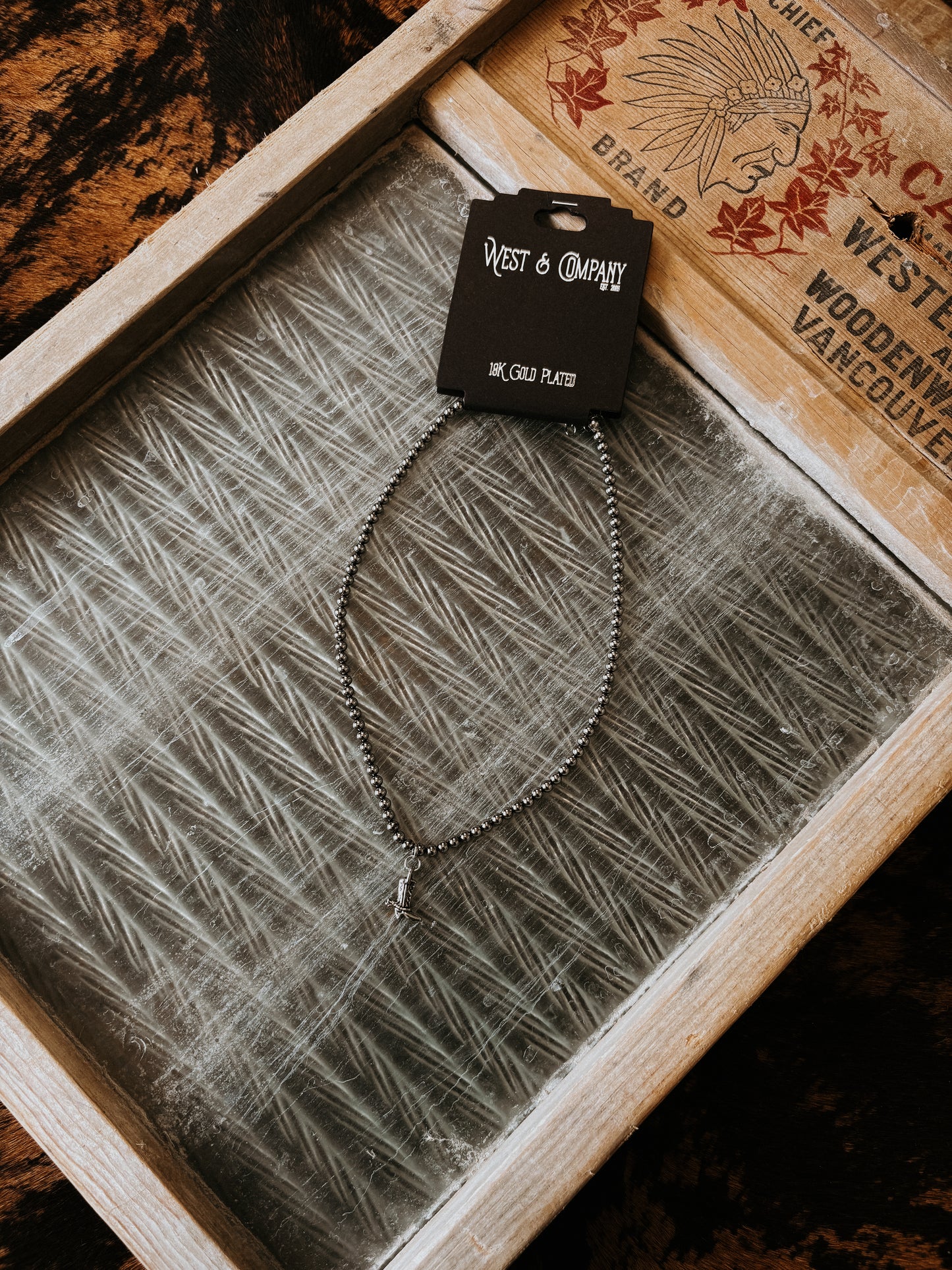 18K White Gold Plated Cowboy Boot Necklace