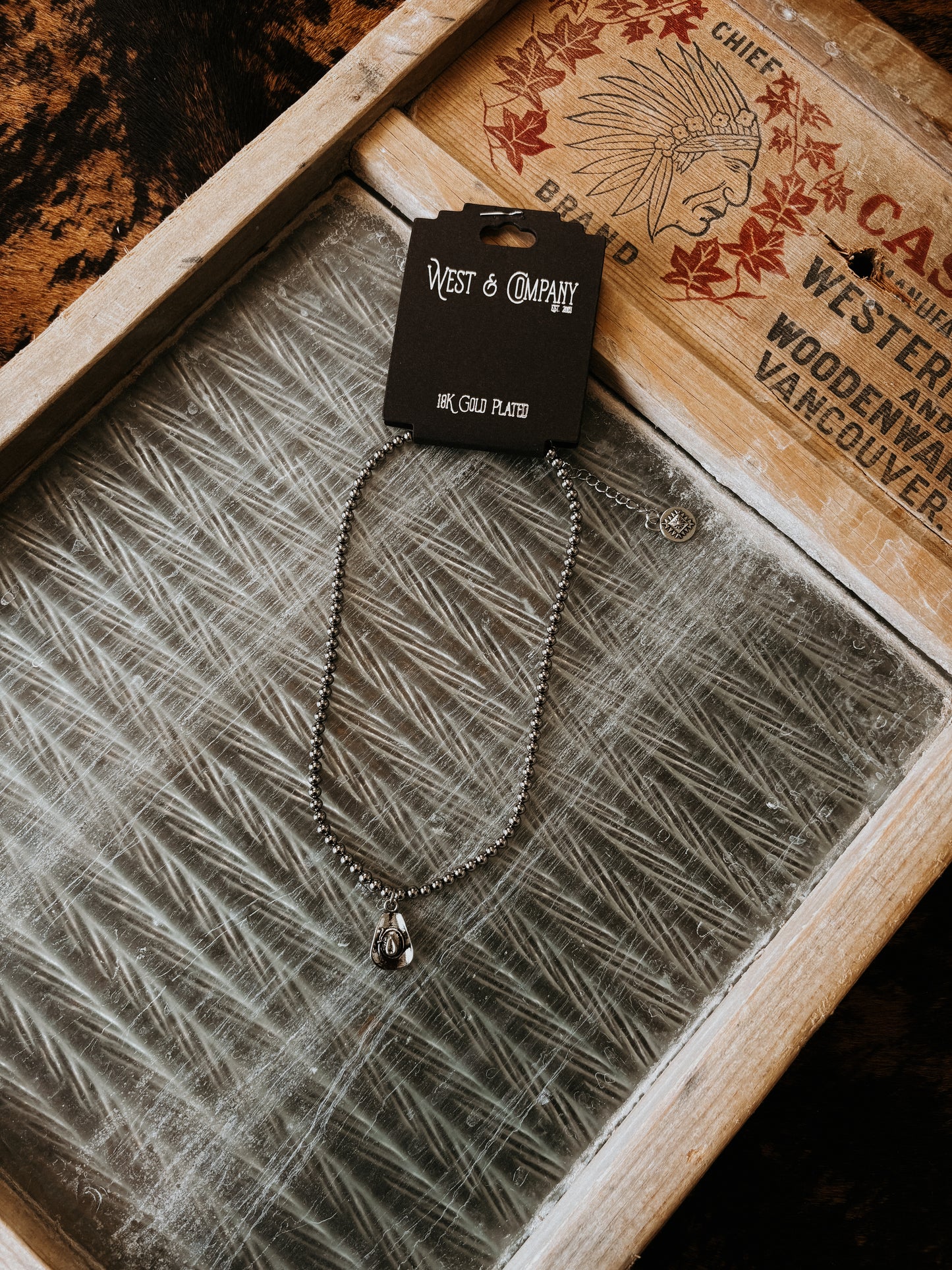 18K White Gold Plated Cowboy Hat Necklace