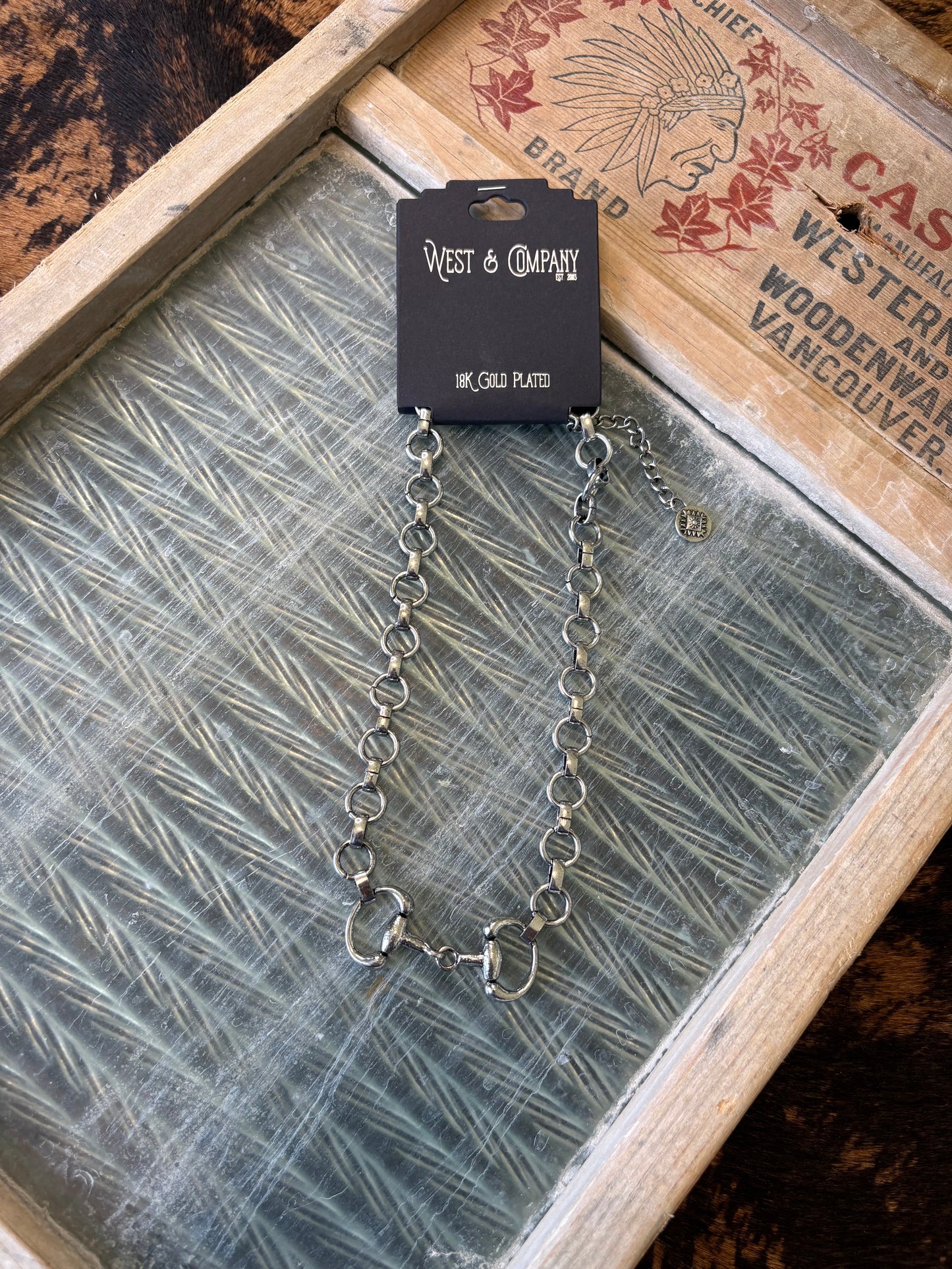 18K White Gold Plated Chunky Snaffle Bit Necklace
