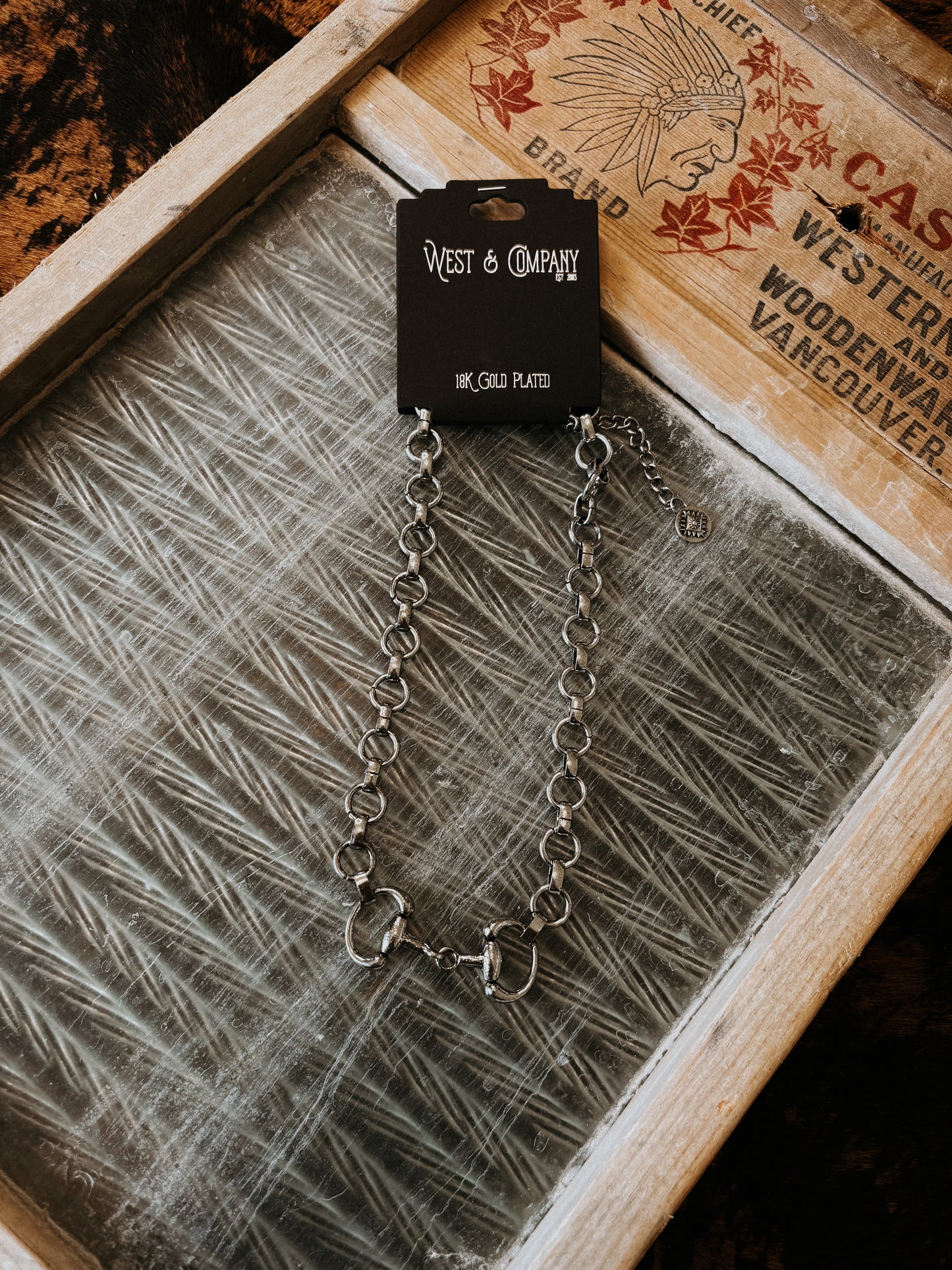 18K White Gold Plated Chunky Snaffle Bit Necklace