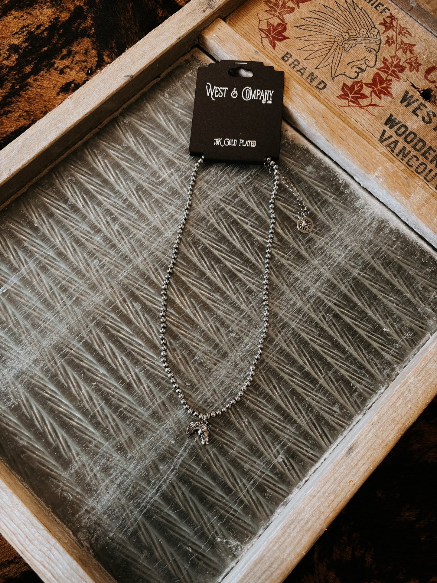 18K White Gold Plated Horse Necklace