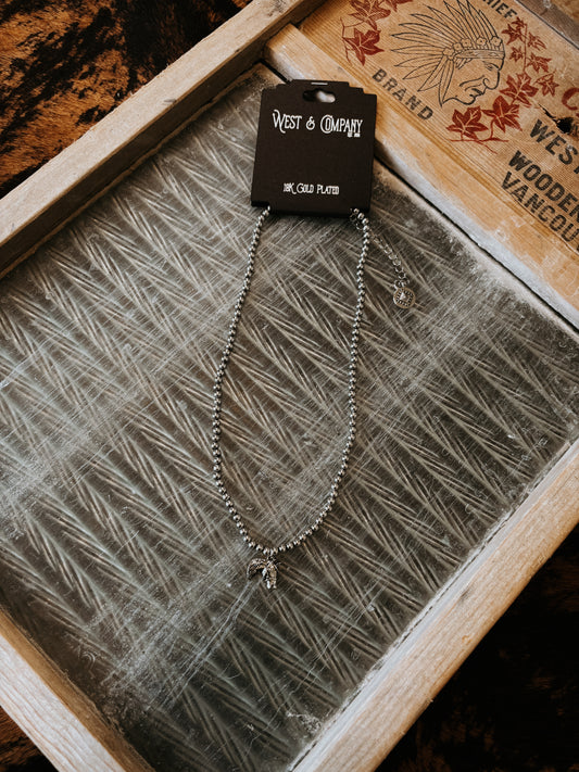 18K White Gold Plated Horse Necklace