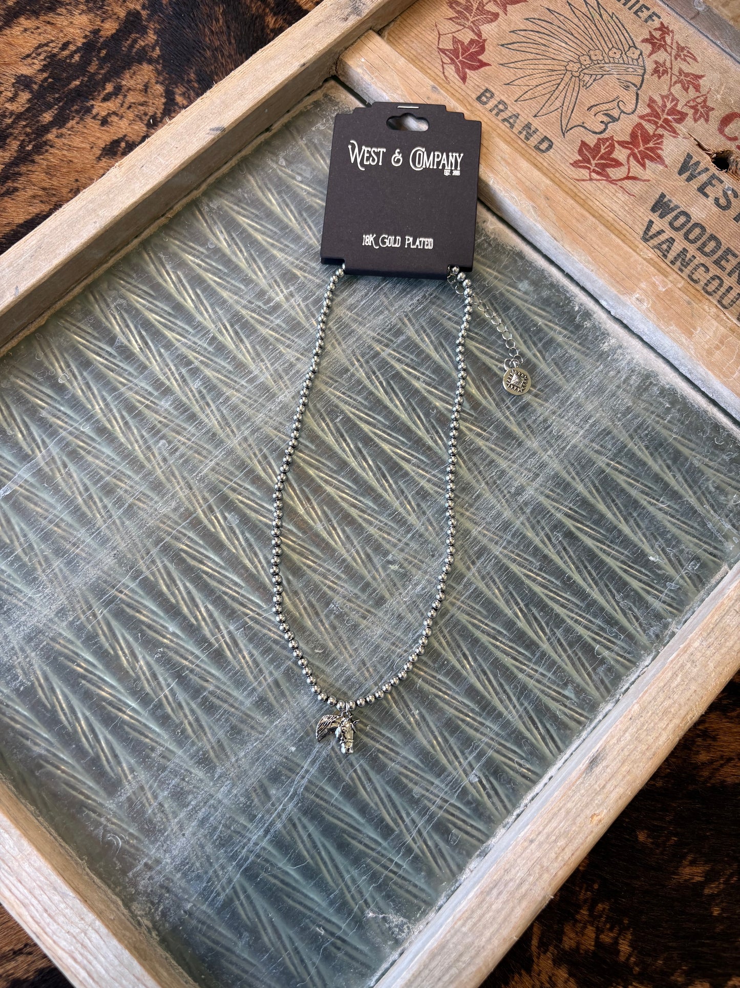 18K White Gold Plated Horse Necklace