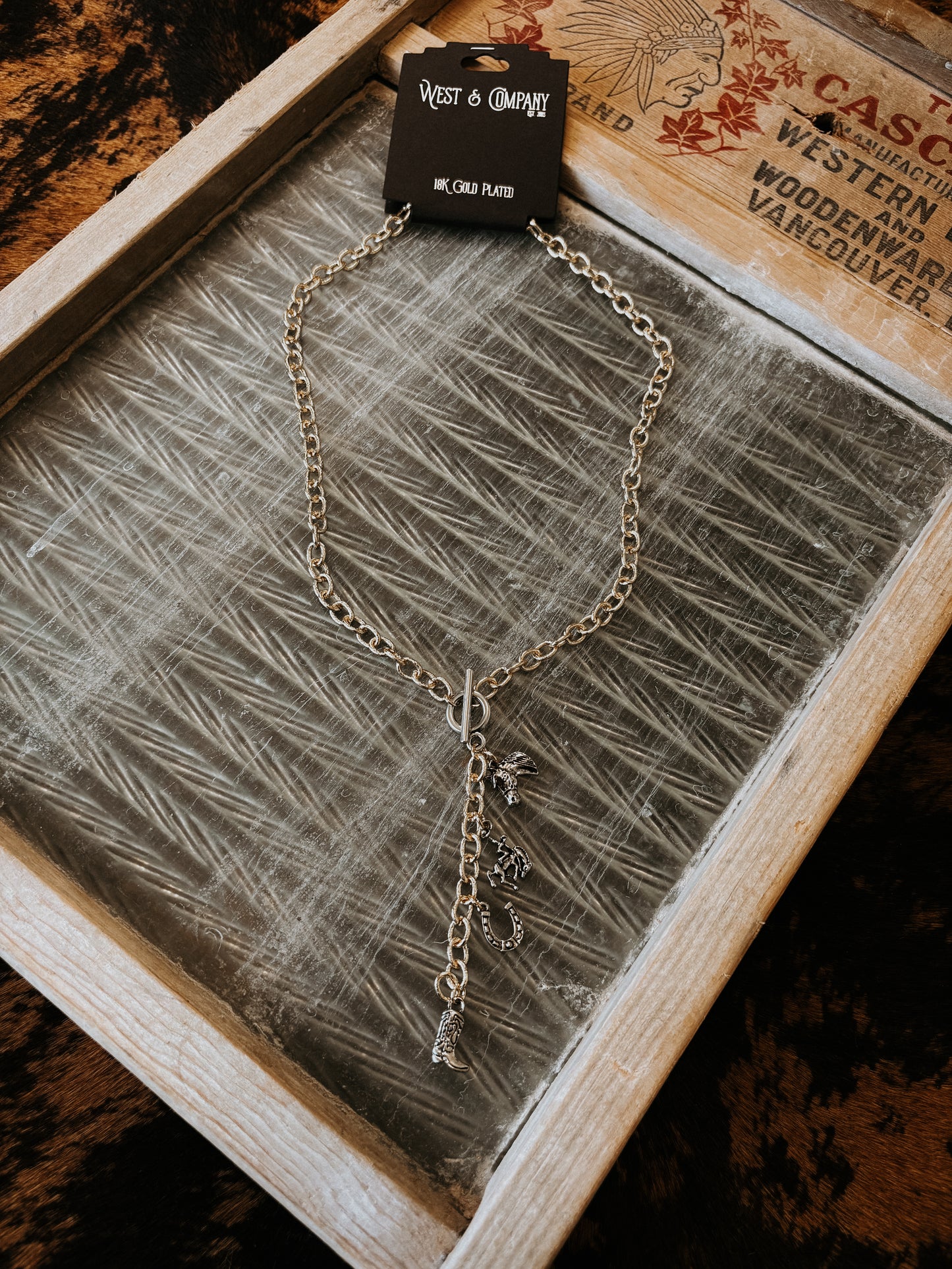 18K Gold Plated Two Tone Charm Lariat
