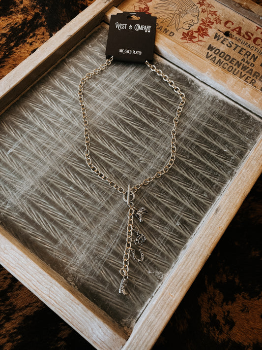 18K Gold Plated Two Tone Charm Lariat