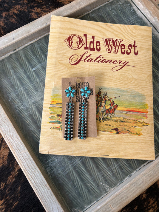 FAUX Turquoise Flower Earrings