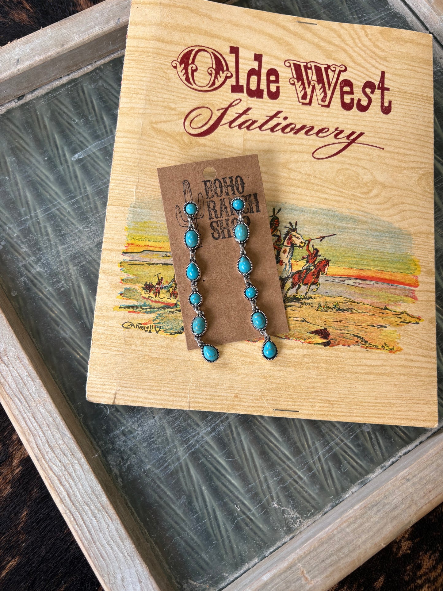 FAUX Western Style Turquoise Dangle Earrings