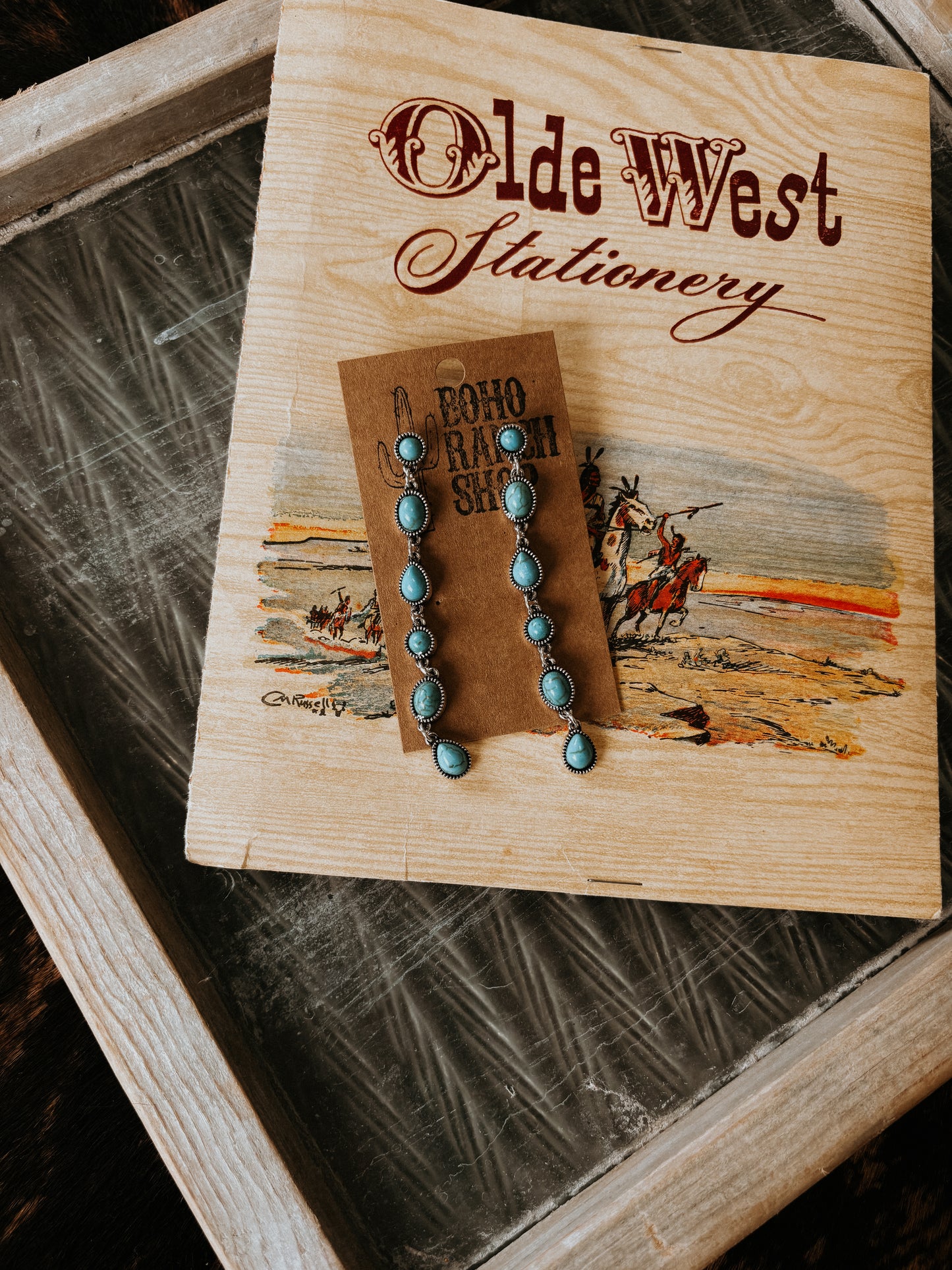 FAUX Western Style Turquoise Dangle Earrings