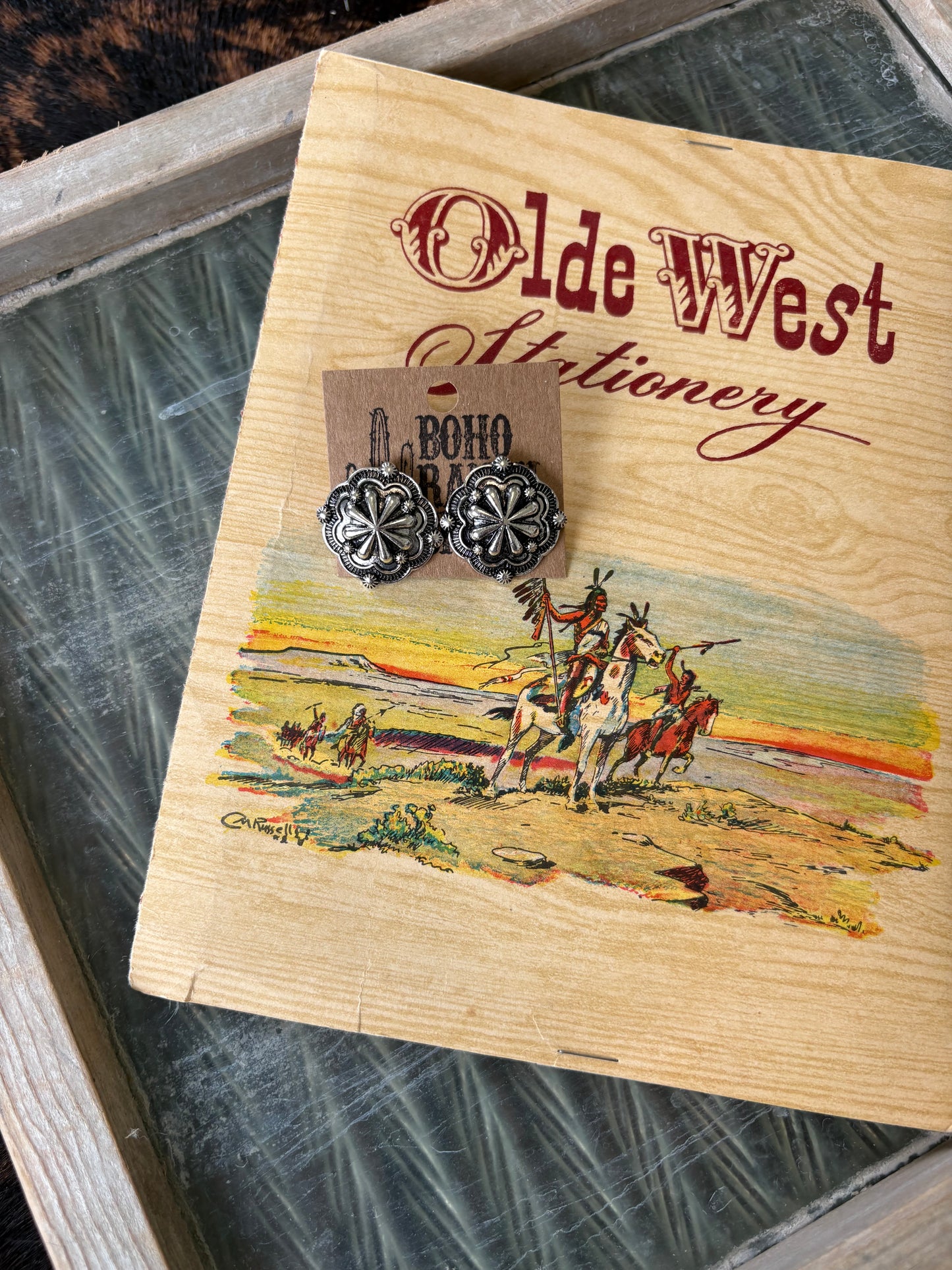 FAUX Silver Western Concho Studs