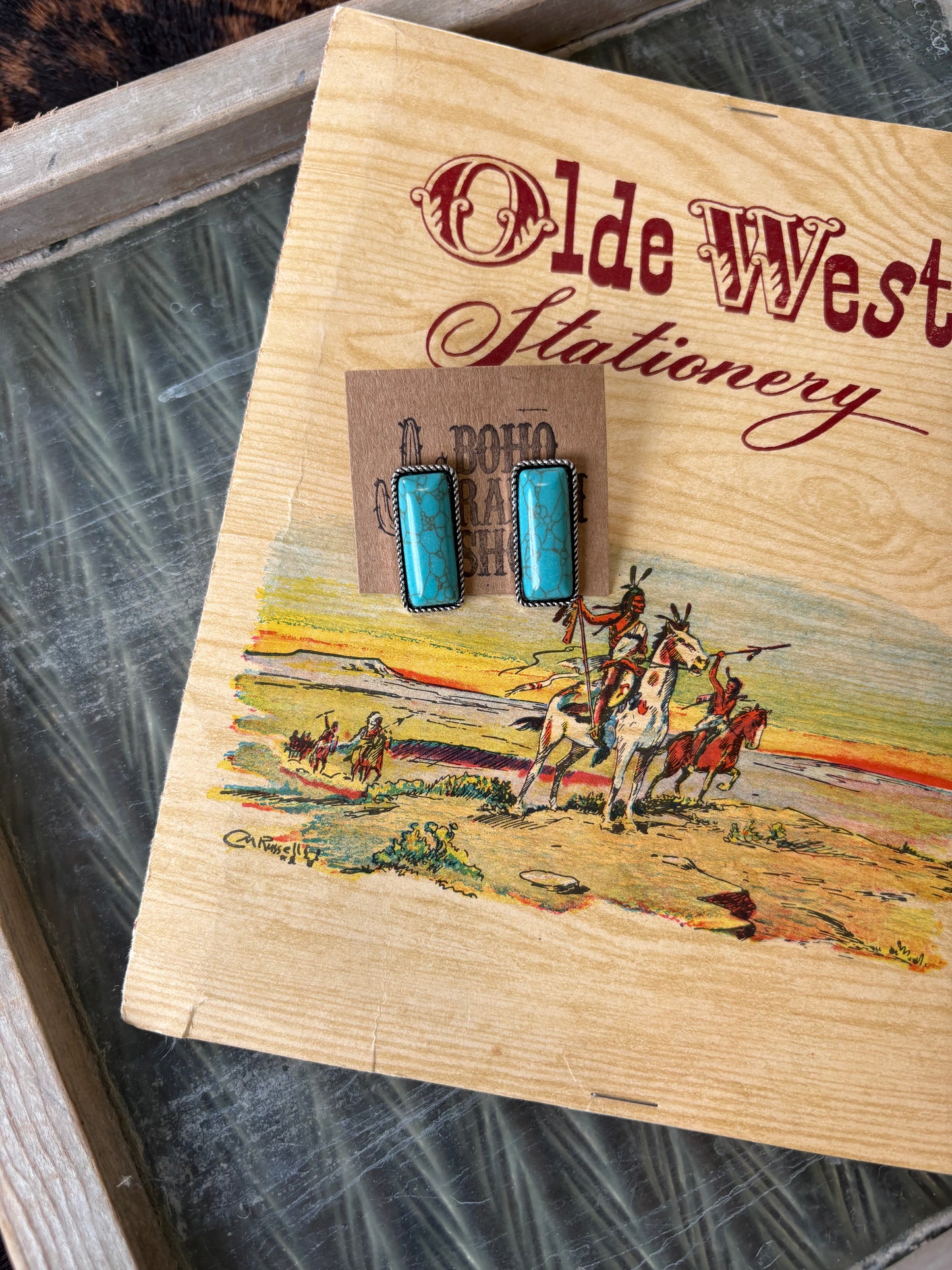 FAUX Turquoise Bar Earrings