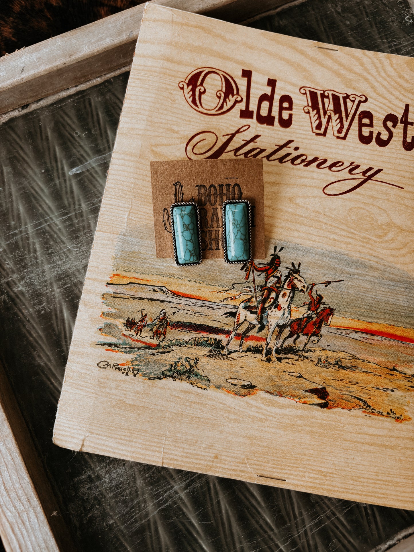 FAUX Turquoise Bar Earrings