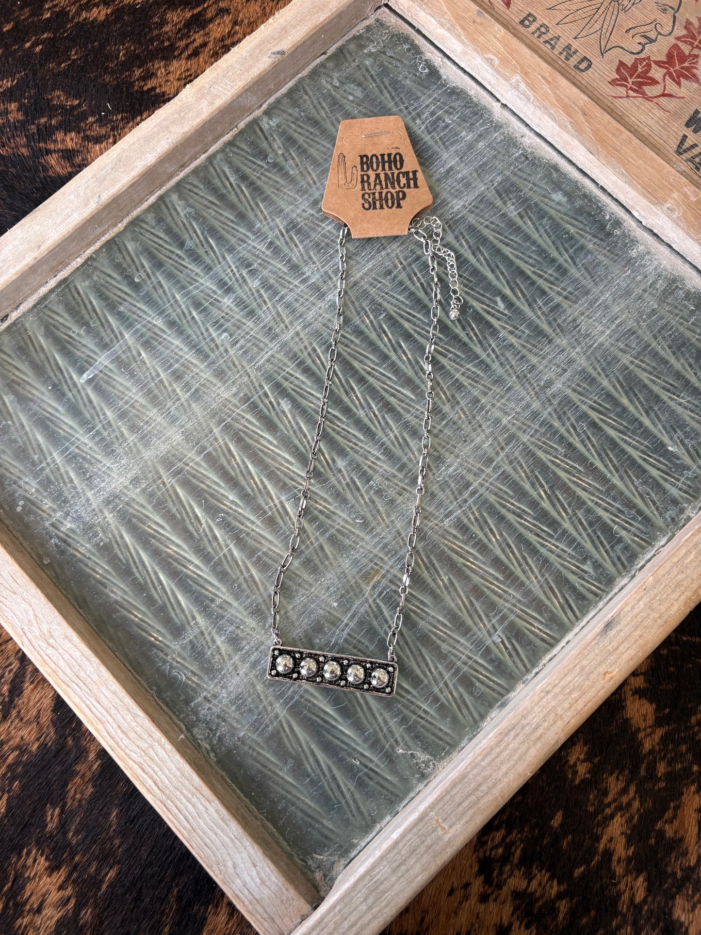 FAUX Western Embossed Bar Necklace