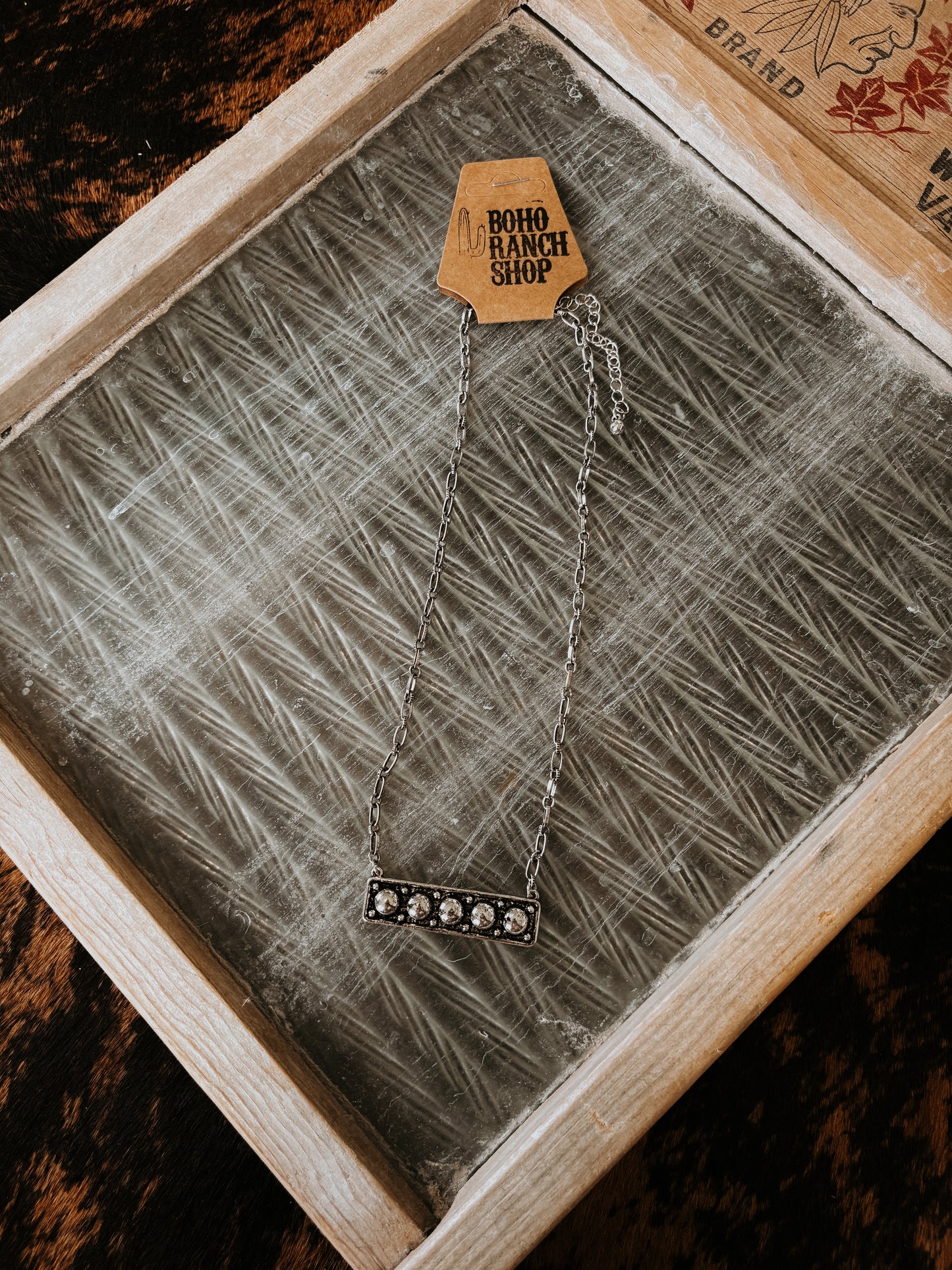 FAUX Western Embossed Bar Necklace
