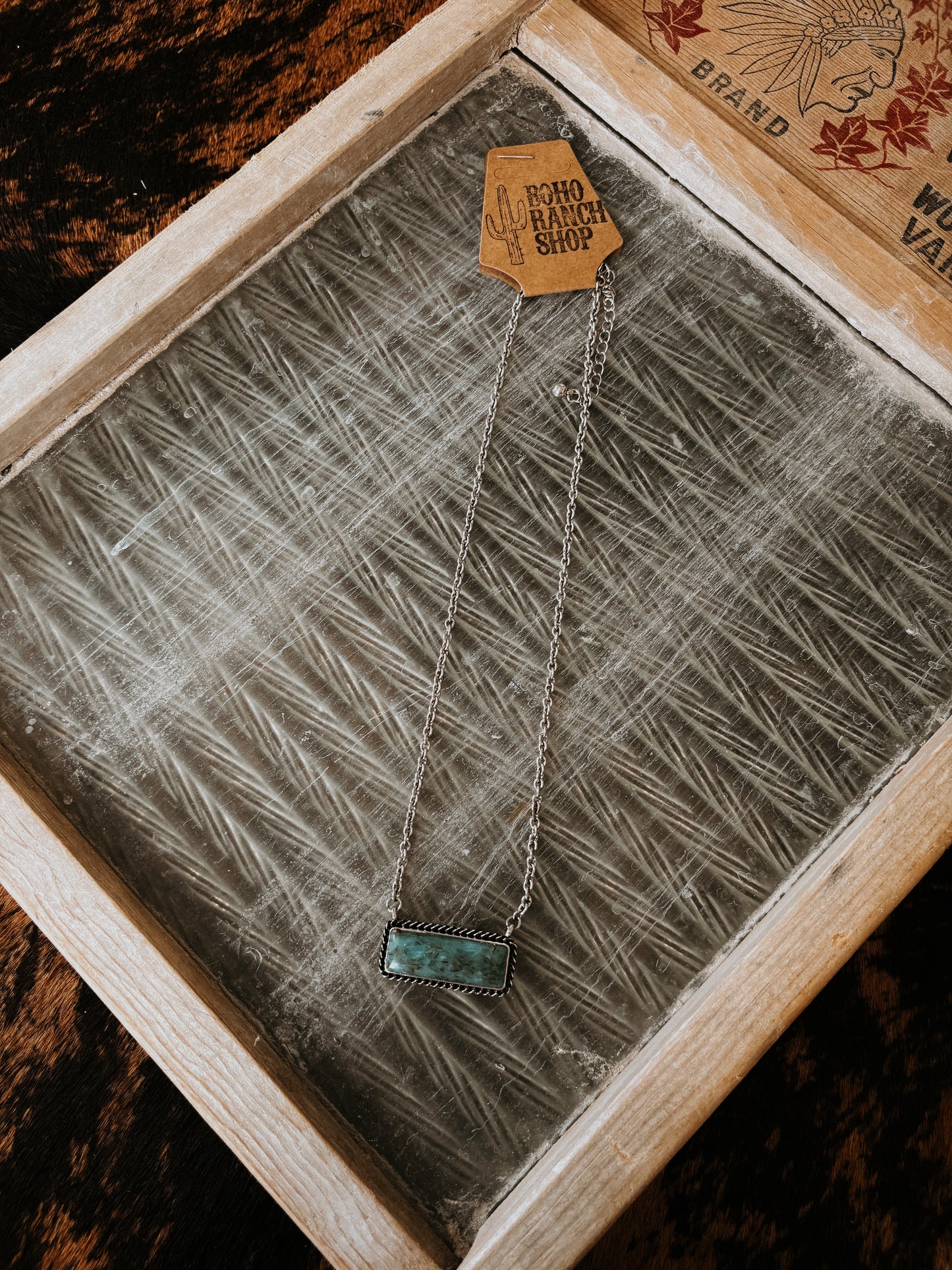 FAUX Semi Stone Turquoise Bar Necklace