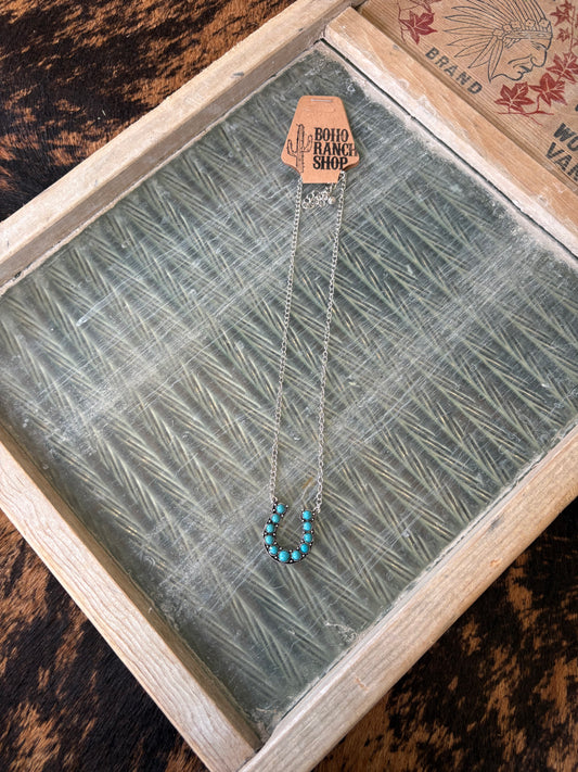 FAUX Turquoise Horse Shoe Necklace