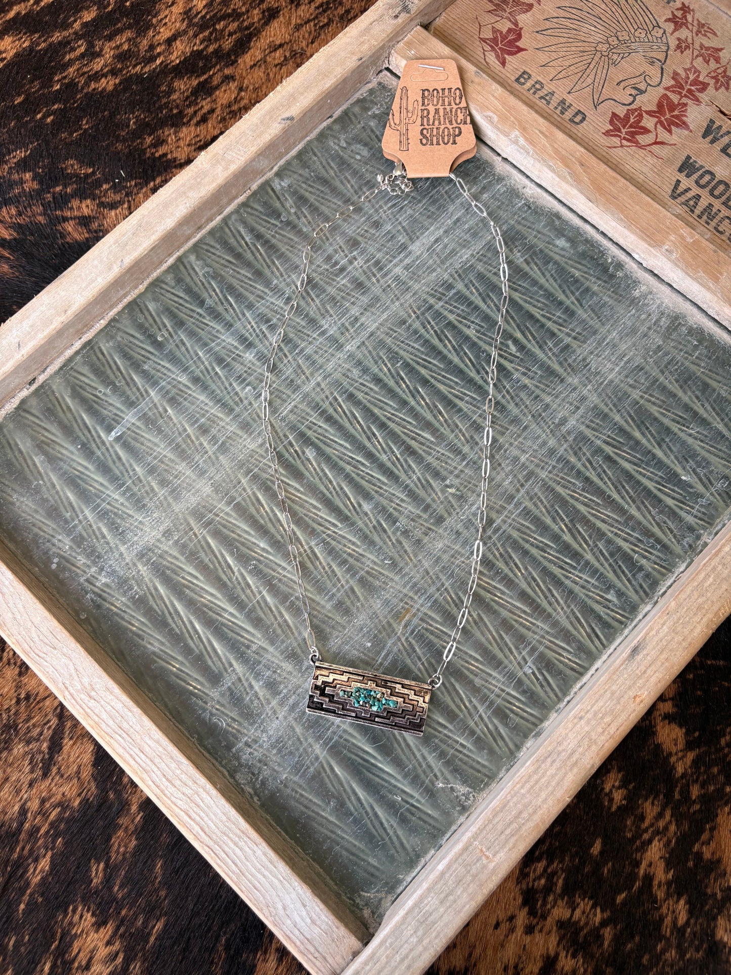 FAUX Aztec Chipped Bar Necklace