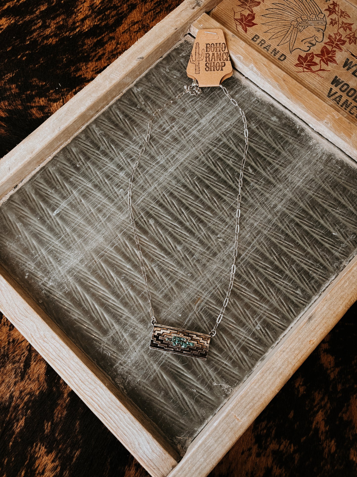 FAUX Aztec Chipped Bar Necklace