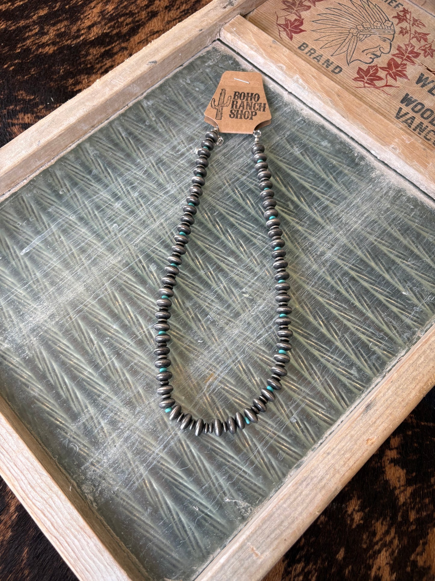 FAUX Navajo Saucer & Turquoise Necklace