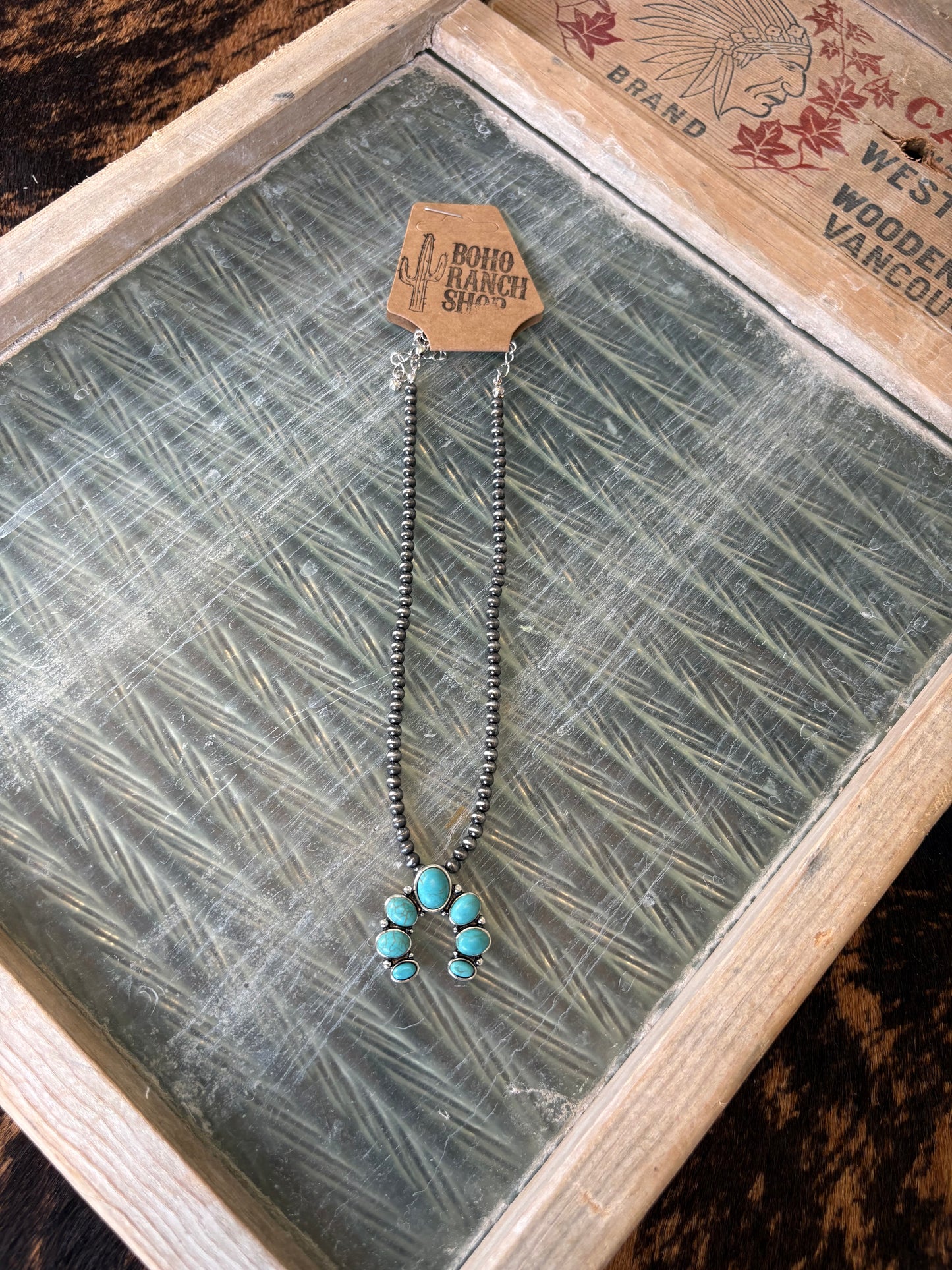 FAUX Navajo Bead & Squash Blossom Necklace