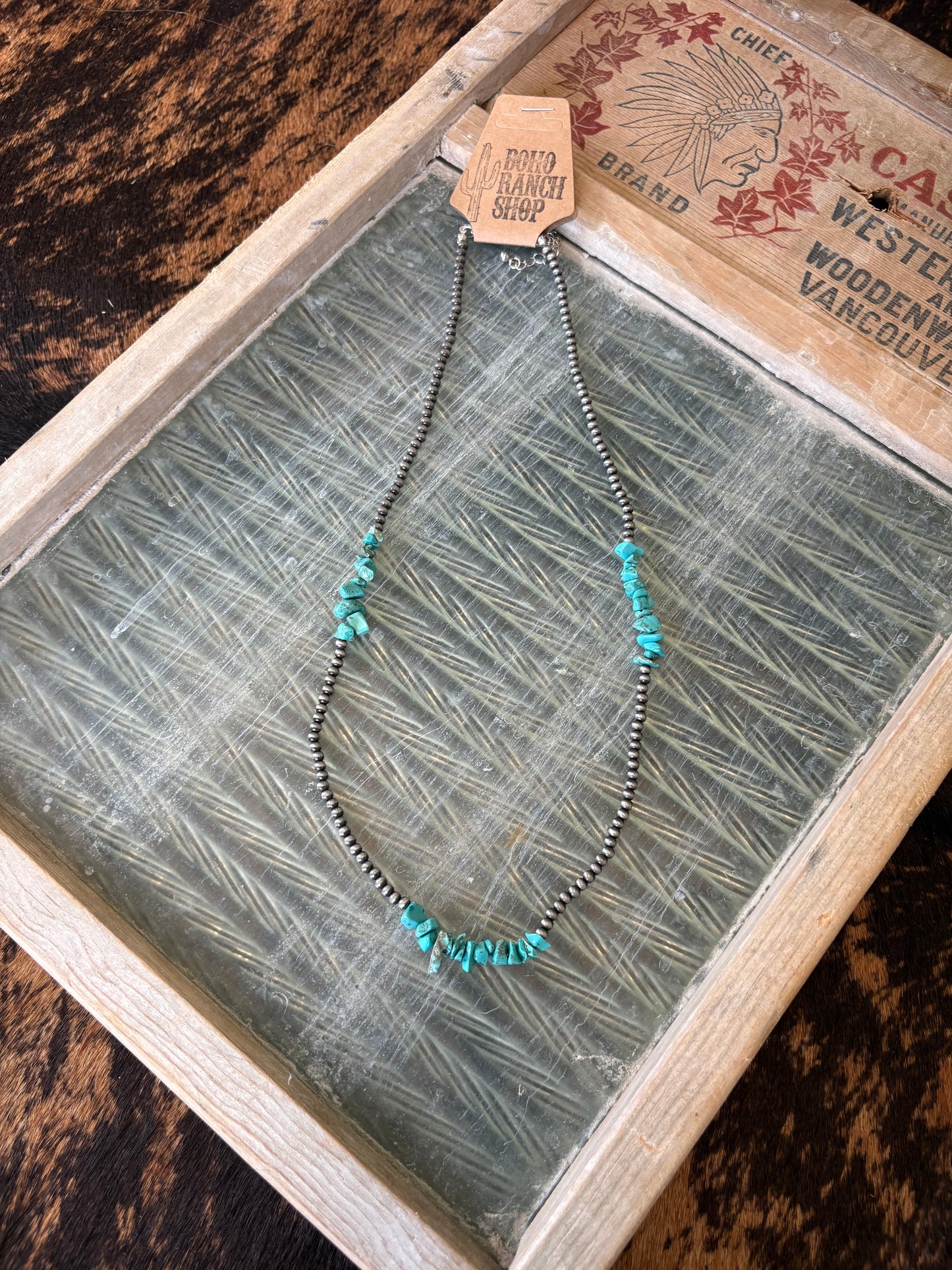 FAUX Turquoise Chip & Navajo Bead Necklace