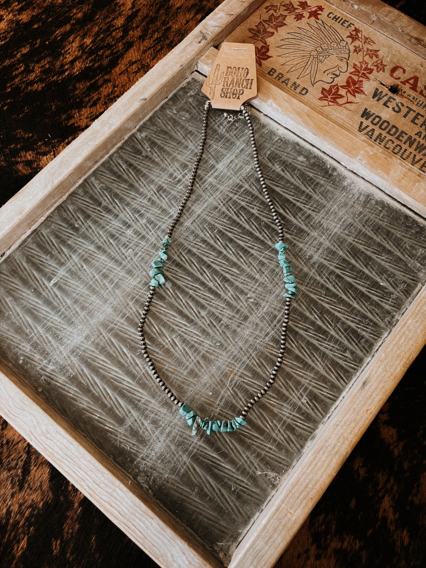 FAUX Turquoise Chip & Navajo Bead Necklace