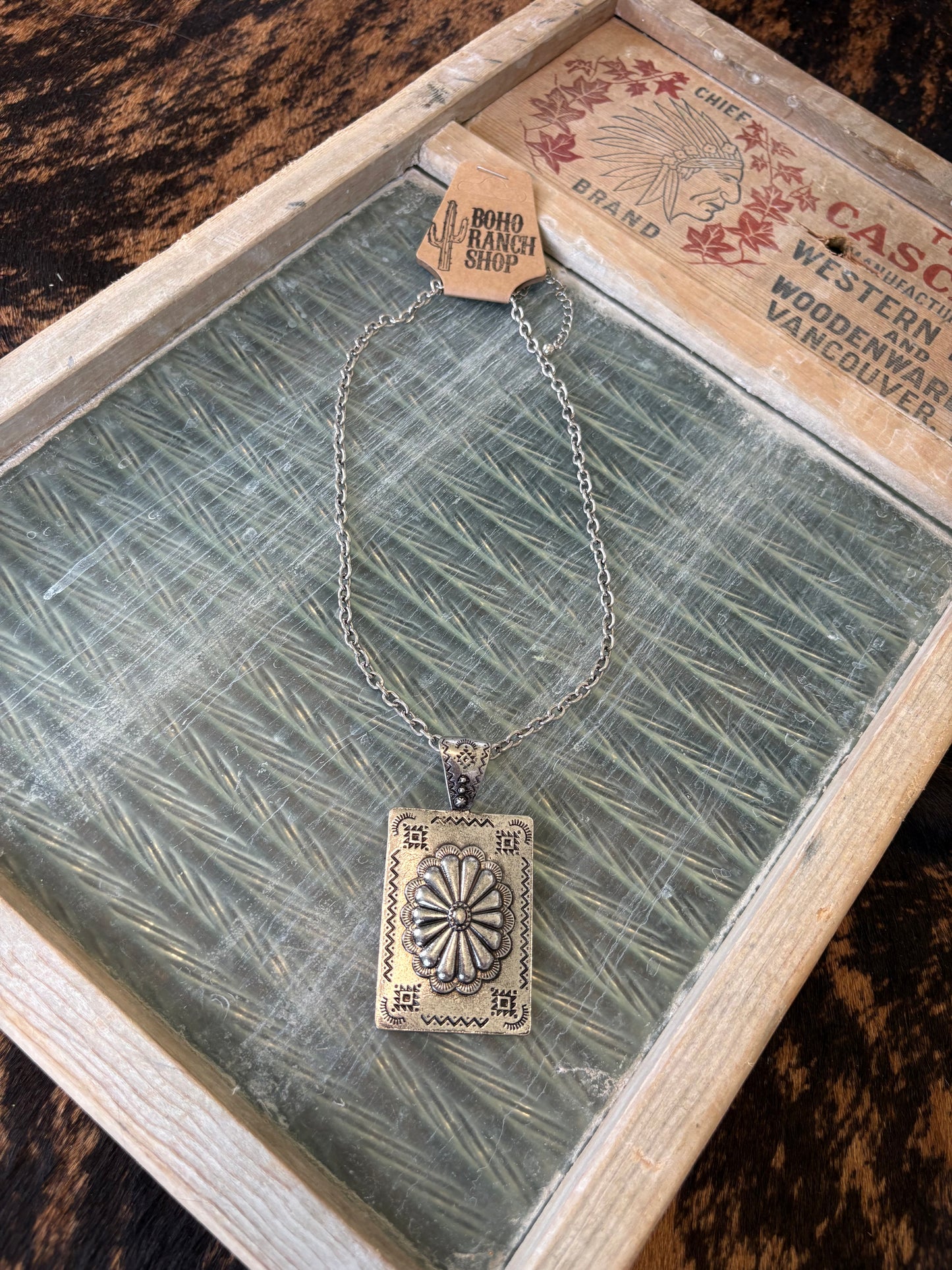 FAUX Western Textured Concho Necklace