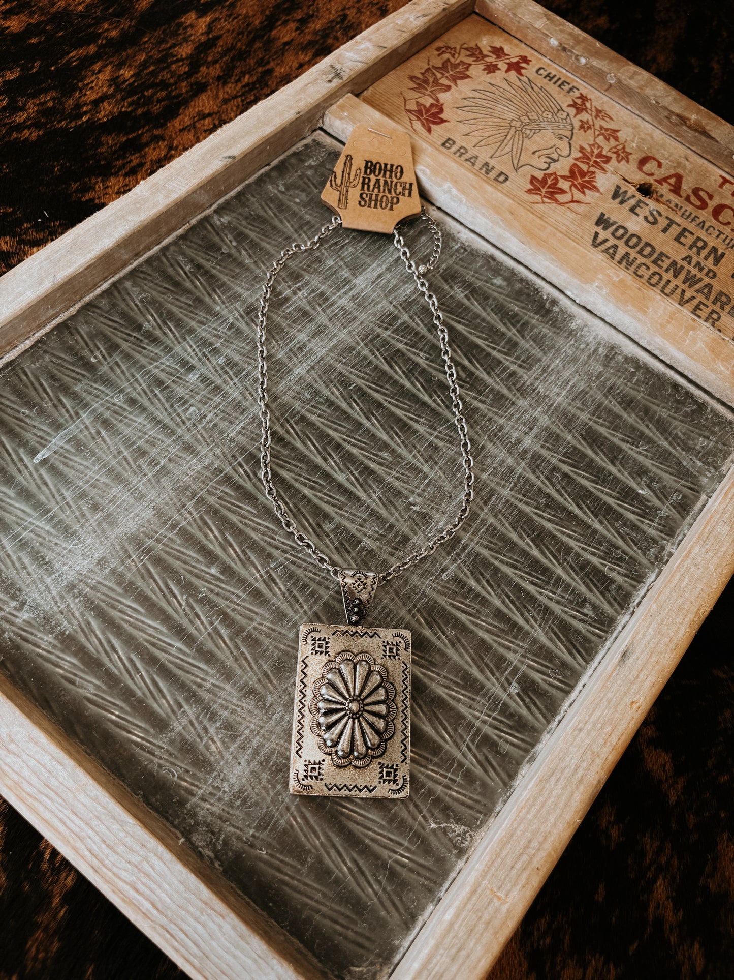 FAUX Western Textured Concho Necklace