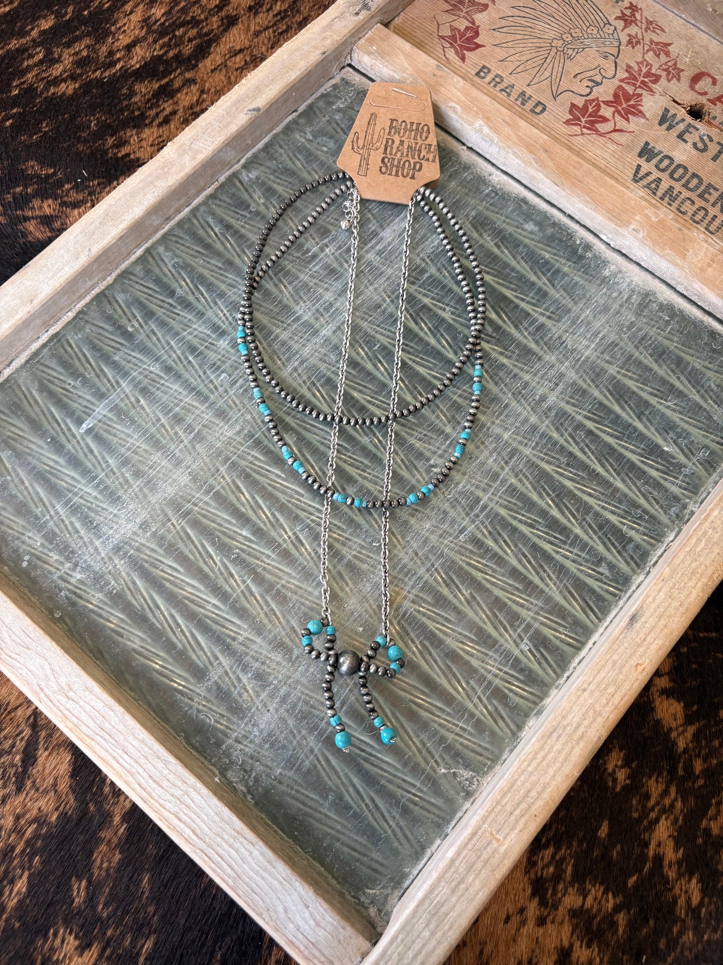 FAUX 3 Layer Western Coquette Bow Necklace